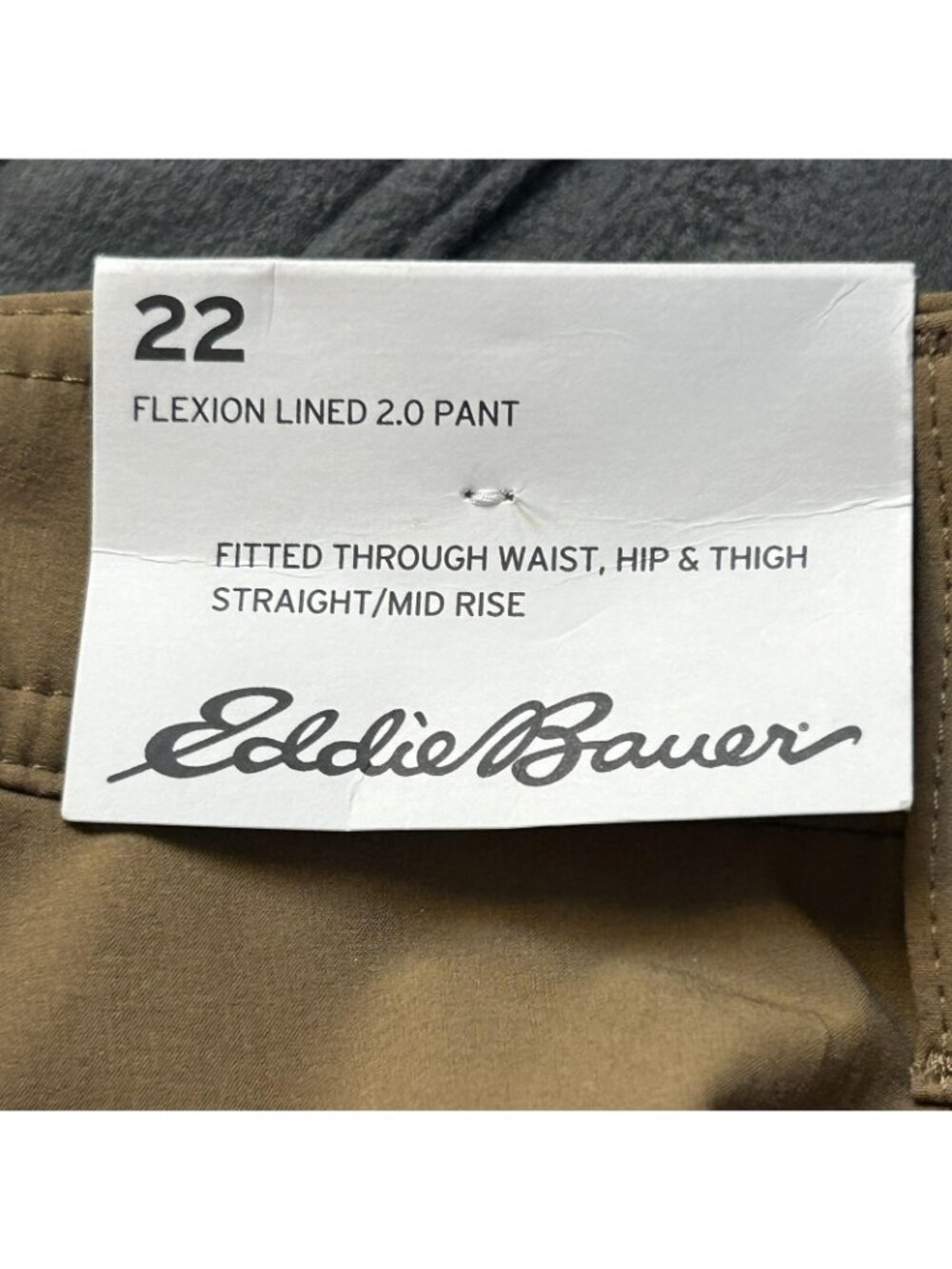 Eddie Bauer Pants Womens 22W Hazelnut Flexion Lined 2.0 Fleece Lined Straight - Picture 10 of 14